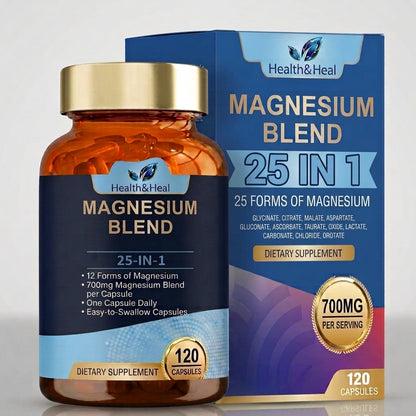Health & Heal Magnesium Complex Blend + Methylated B Vitamins 25-in-1 | 120 Capsules AU