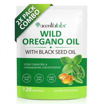 Wild Oregano Oil 6000mg + Black Seed Oil Softgels — 2 Pack Bundle | 120 Softgels