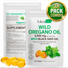 Wild Oregano Oil 6000mg + Black Seed Oil Softgels — 3 Pack Bundle | 180 Softgels