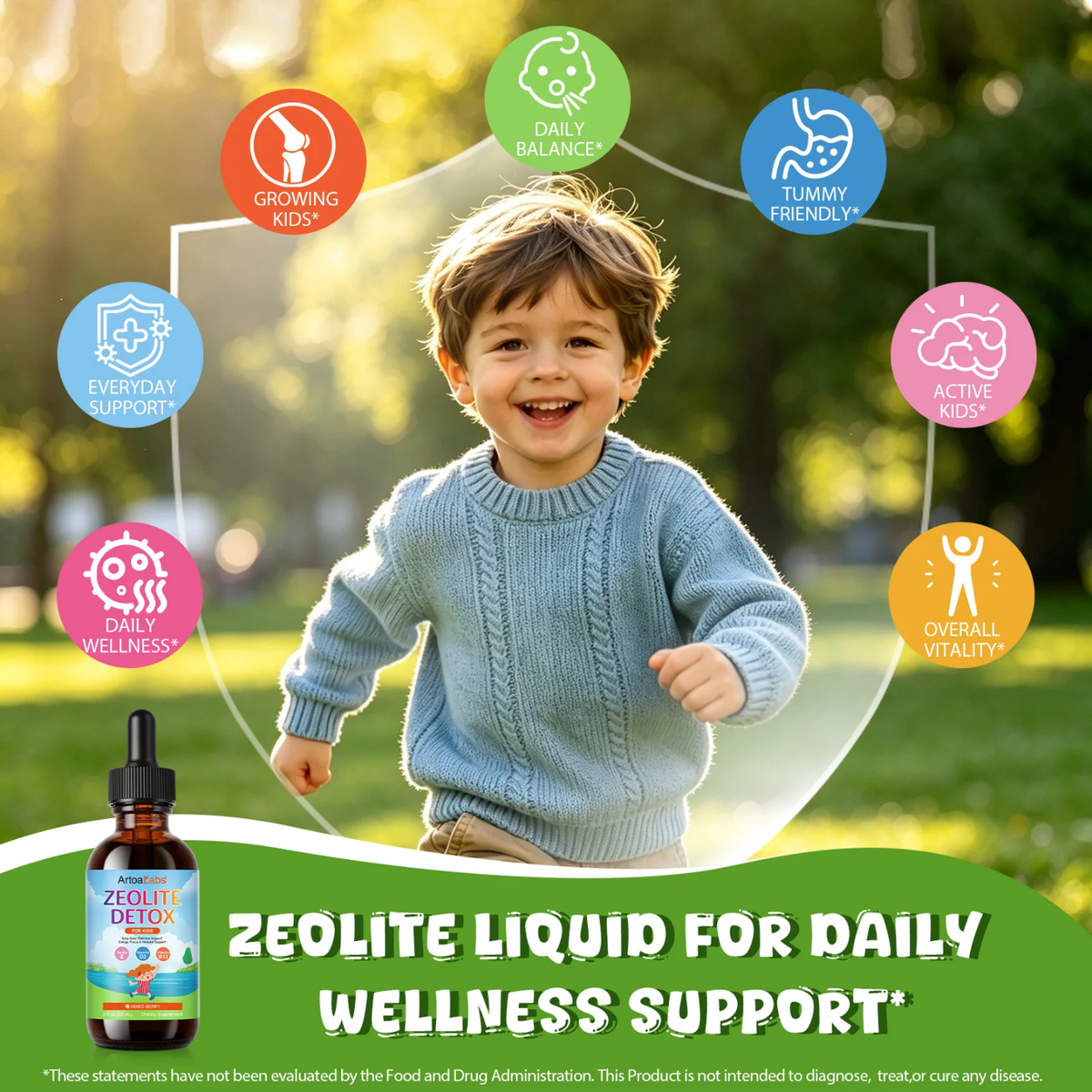 ArtoaLabs Vitamin D & B12 Liquid Drops with Zeolite — Mixed Berry | 60mL | 30 Servings