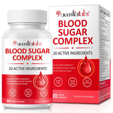 Acential Labs Chromium and Botanical Complex, 20 active ingredients, 90 veggie capsules, red and white box front