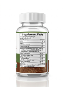 Health & Heal Omega 3-6-9 Vegetarian Softgels — Flaxseed, Olive, Borage, Pomegranate & Sacha Inchi Oil Blend | 120 Softgels