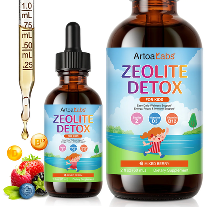 ArtoaLabs Vitamin D & B12 Liquid Drops with Zeolite — Mixed Berry | 60mL | 30 Servings