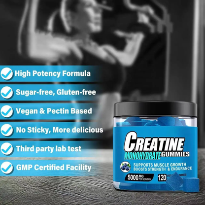 Creatine Monohydrate Gummies Supplements 6000mg Blueberry Flavour