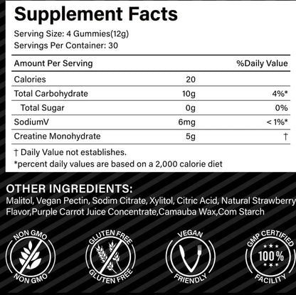 Creatine Monohydrate Gummies 5000mg — Blueberry