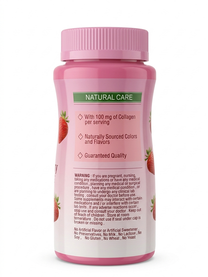 Natural Care Biotin Gummies 2,500mcg per serving, strawberry flavoured gummy supplement, 80 count bottle