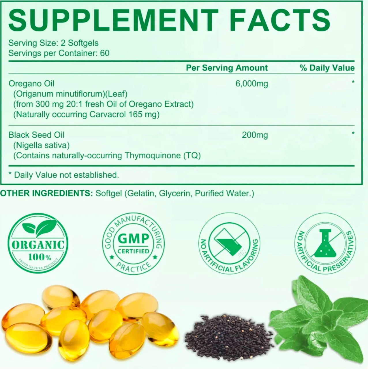 Wild Oregano Oil 6000mg + Black Seed Oil Softgels — 3 Pack Bundle | 180 Softgels