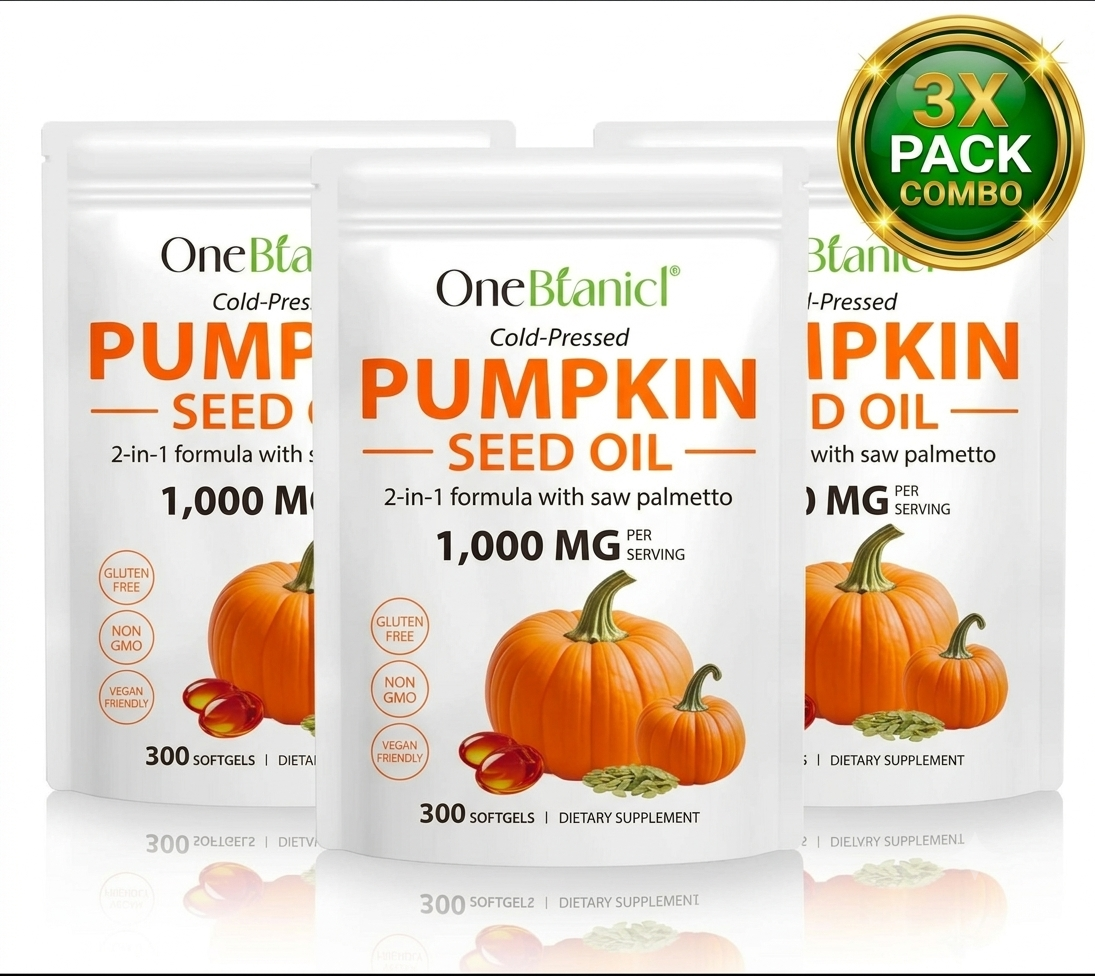 Cold-Pressed Pumpkin Seed Oil 1000mg — 3 Pack Bundle | 900 Softgels | OneBotanic AU