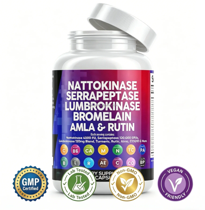 Health & Heal Flow Defend™ — Nattokinase, Serrapeptase & Lumbrokinase Enzyme Complex