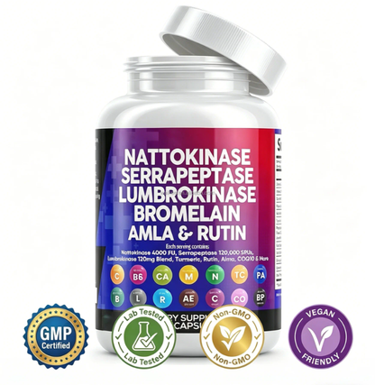 Health & Heal Flow Defend™ — Nattokinase, Serrapeptase & Lumbrokinase Enzyme Complex