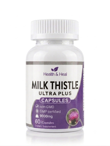 Health & Heal Milk Thistle 9:1 Extract 1000mg with Dandelion Root — 60 Capsules