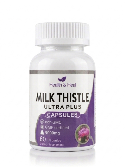 Health & Heal Milk Thistle 9:1 Extract 1000mg with Dandelion Root — 60 Capsules