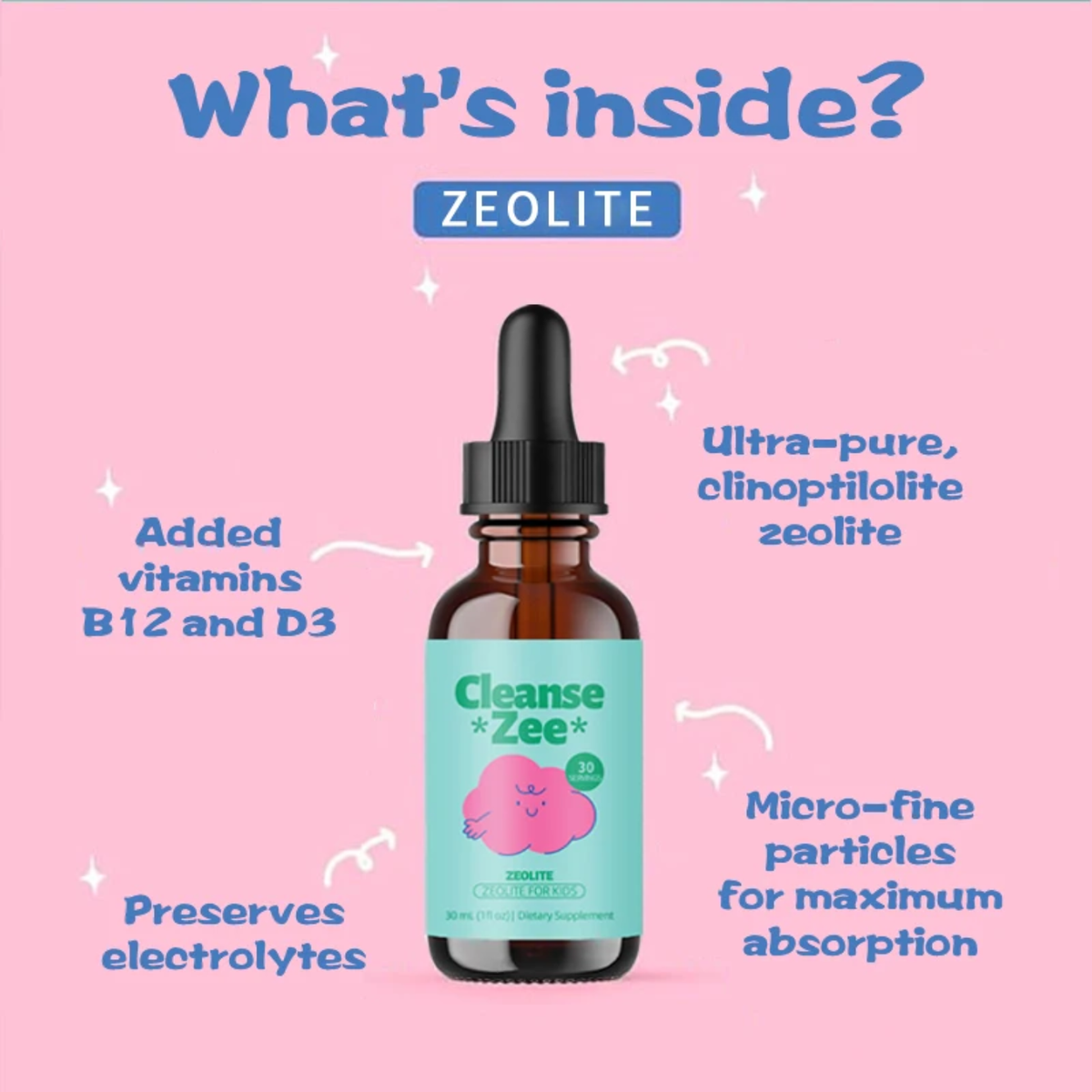 Cleanse Zee Zeolite Drops for Kids 3-Pack — 3 × 30mL | 90 Servings