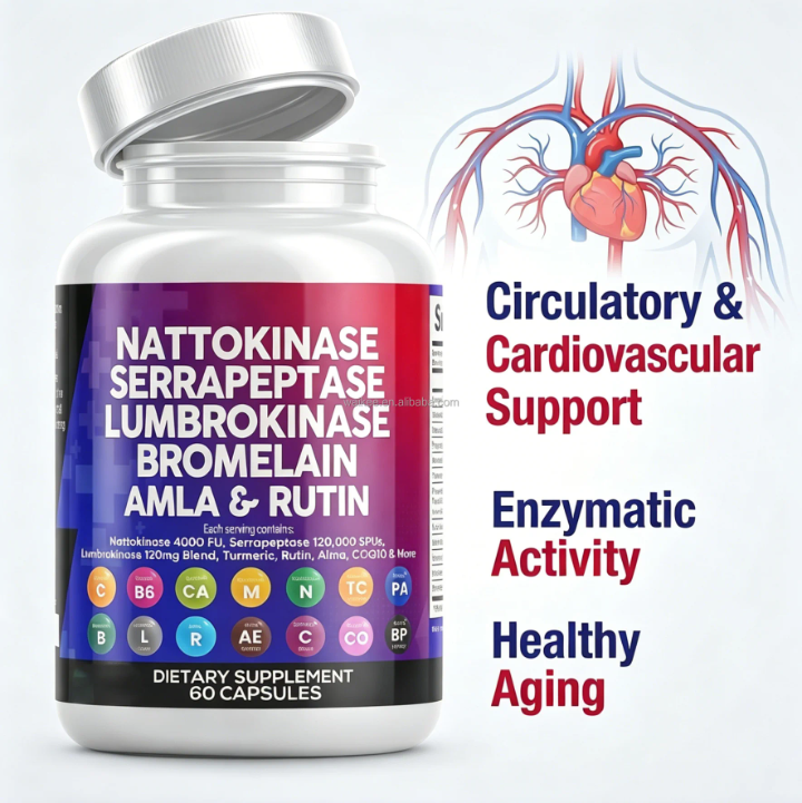 Health & Heal Flow Defend™ — Nattokinase, Serrapeptase & Lumbrokinase Enzyme Complex