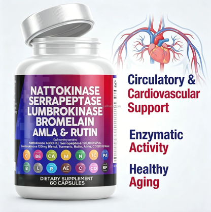 Health & Heal Flow Defend™ — Nattokinase, Serrapeptase & Lumbrokinase Enzyme Complex