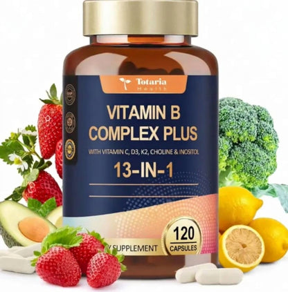 Vitamin B Complex Plus with B12, vitamin C, D3, K2, choline and inositol - Totaria Health
