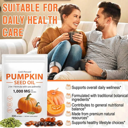OneBotanic Cold-Pressed Pumpkin Seed Oil 1000mg — 2 Pack Bundle | 600 Softgels