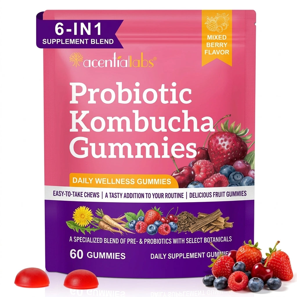 Acential Labs Probiotic Kombucha Gummies | Mixed Berry | 60 Gummies AU