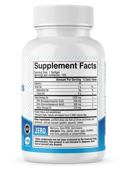 Health & Heal Omega 3 Oil Softgel — 1200mg EPA & DHA Fish Oil Formula | 120 Softgels