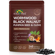 Solo Tree Wormwood, Black Walnut, Pumpkin Seed and Clove 18-in-1 botanical softgels pouch, 240 softgels, 80 servings