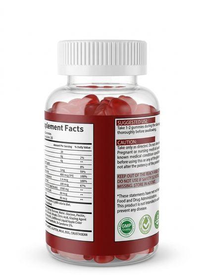 Apple Cider Vinegar Gummies with The Mother | B12, Folate & Iodine | 60 Gummies AU