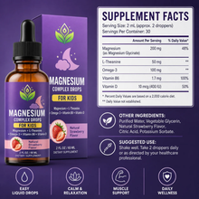 Magnesium Complex Drops with L-Theanine, Omega-3, B6 & Vitamin D | 60mL Strawberry