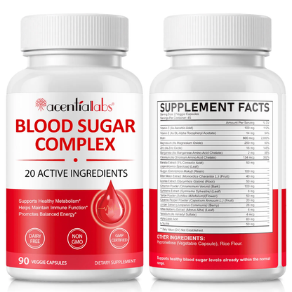 Acential Labs Chromium and Botanical Complex, 20 actives including vitamins C and E, biotin, magnesium and zinc