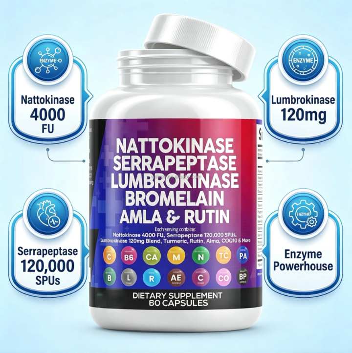 Health & Heal Flow Defend™ — Nattokinase, Serrapeptase & Lumbrokinase Enzyme Complex