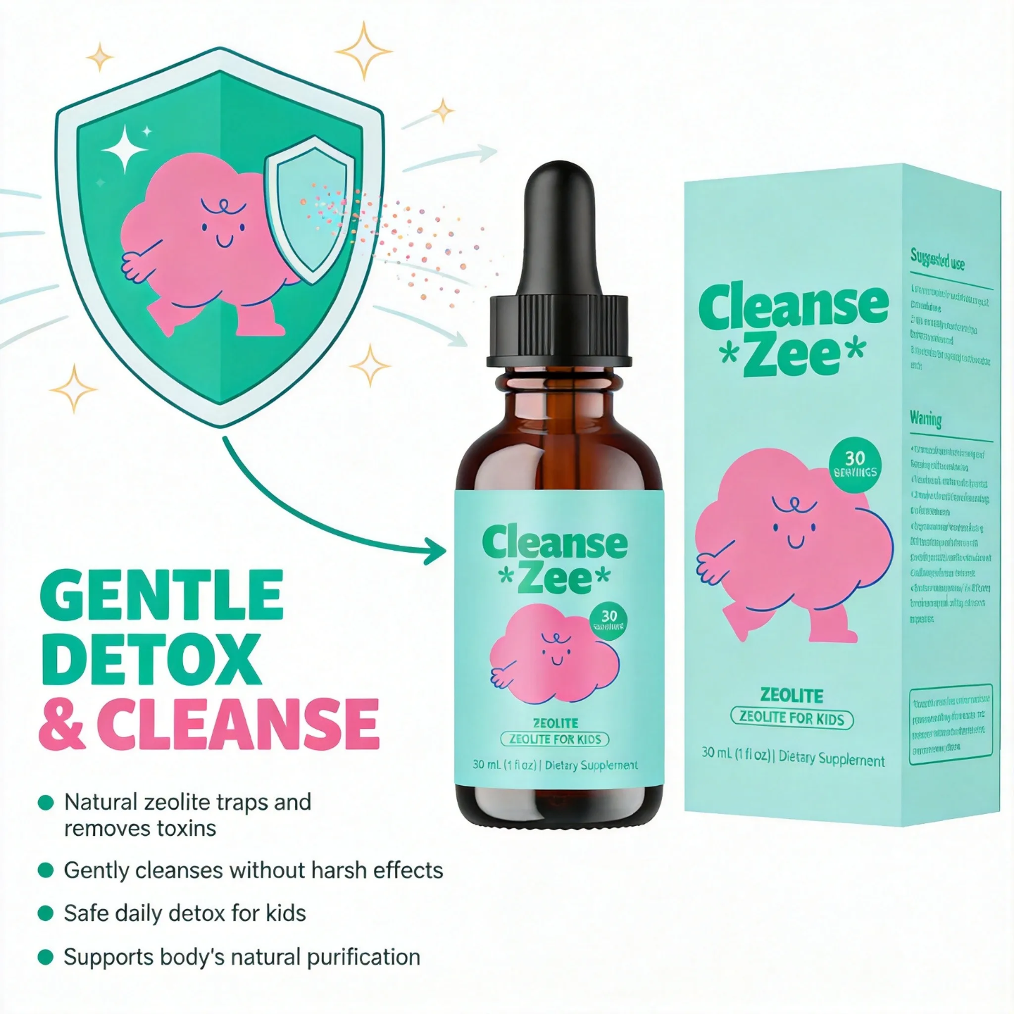 Cleanse Zee Zeolite Drops for Kids 3-Pack — 3 × 30mL | 90 Servings