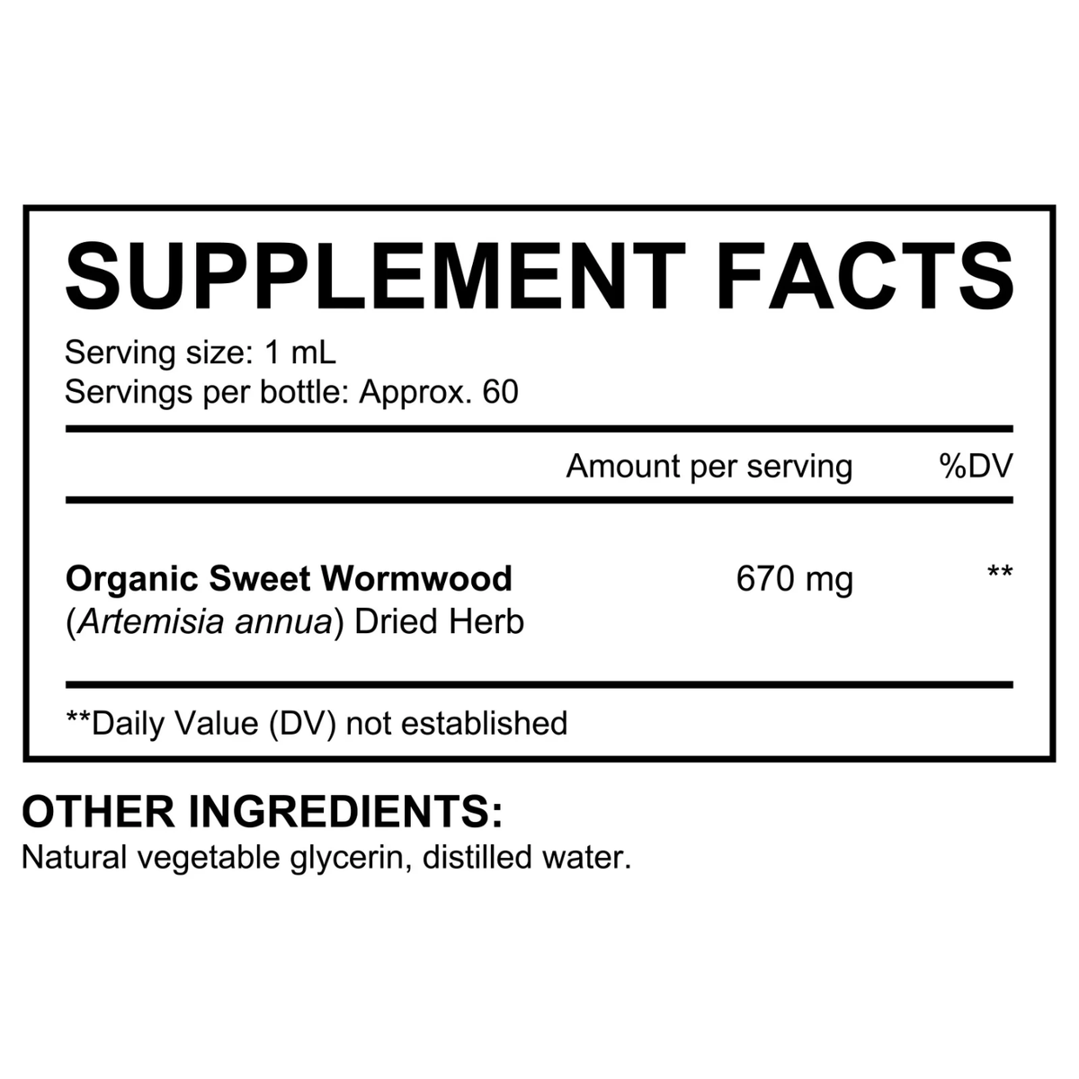 OneBotanicl Sweet Wormwood Liquid Drops 670mg | Artemisia annua | 60mL AU