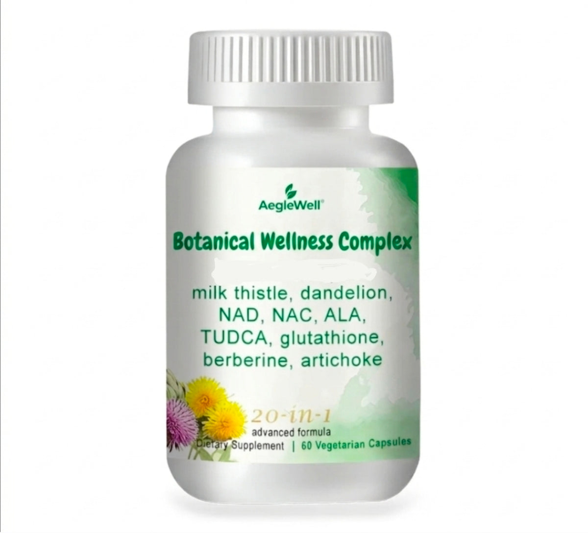 AegleWell Botanical Wellness Complex — 20-in-1 with Milk Thistle, TUDCA, NAC & Berberine | 60 Vegetarian Capsules