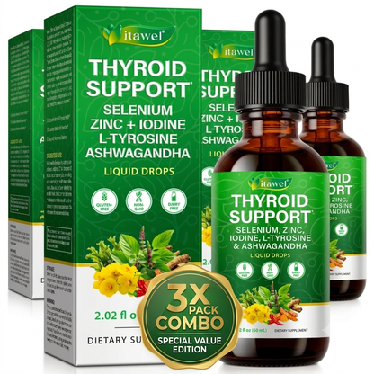 Itawel Iodine, Selenium, Zinc & L-Tyrosine Liquid Drops with Ashwagandha — 3 Pack Bundle | 90 Servings