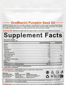 OneBotanic Cold-Pressed Pumpkin Seed Oil 1000mg — 2 Pack Bundle | 600 Softgels
