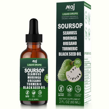 Maj Natural Soursop Liquid Drops with Sea Moss, Moringa, Oregano & Black Seed Oil — 60mL | 30 Servings