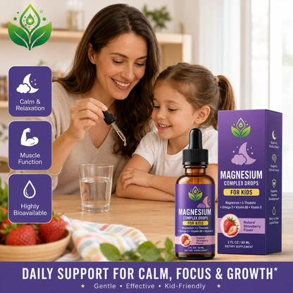 Magnesium Complex Drops with L-Theanine, Omega-3, B6 & Vitamin D | 60mL Strawberry