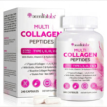 Acential Labs Multi Collagen Peptides — Type I, II, III, V & X with Biotin, Vitamin C & Hyaluronic Acid | 240 Capsules