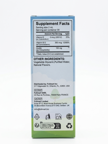 ArtoaLabs Vitamin D & B12 Liquid Drops with Zeolite — Mixed Berry | 60mL | 30 Servings