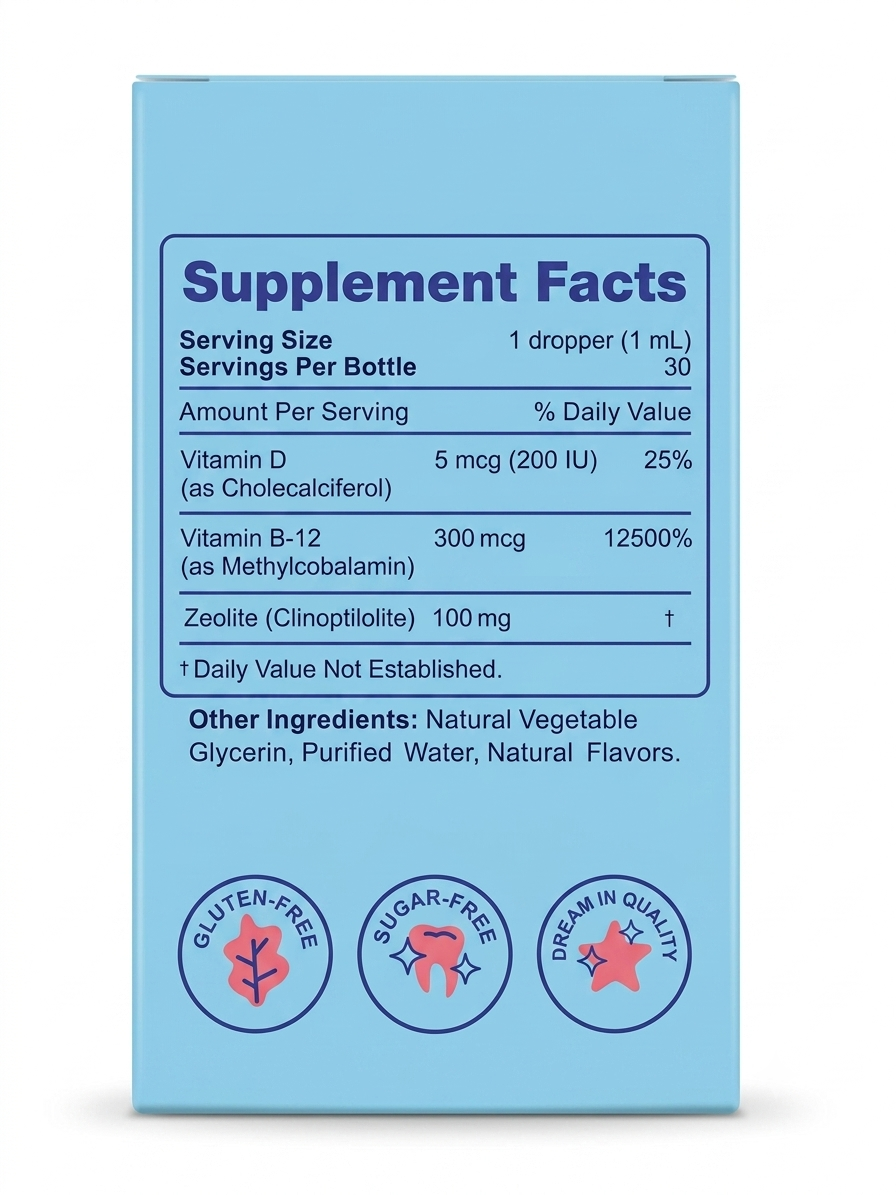 Joyspring Lingo Leap Zeolite Drops for Kids — 30mL | Vitamin D & B12 | 30 Servings