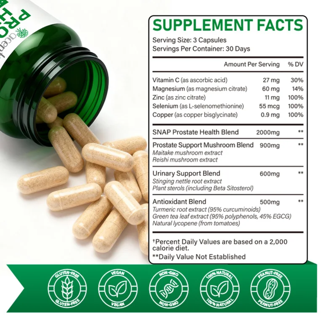 Acential Labs Men's Botanical Wellness Capsules — Saw Palmetto & Mushroom Blend | 90 Capsules